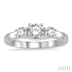 3/4 Ctw Round Cut Diamond Three-Stone Ring in 14K White Gold