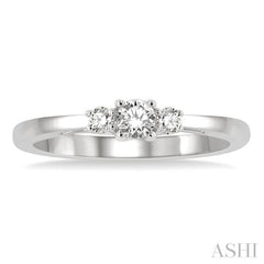 1/4 Ctw Round Cut Diamond Three-Stone Ring in 14K White Gold