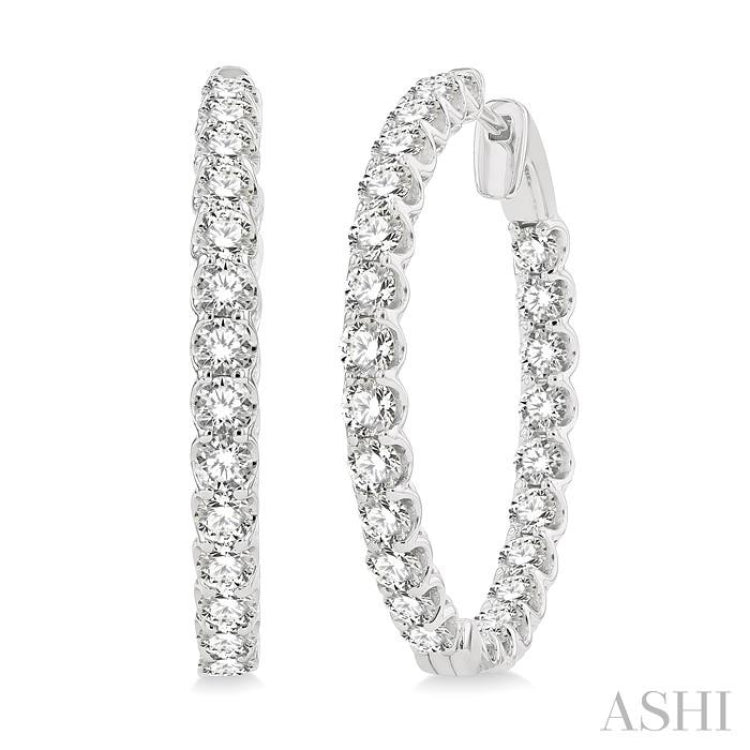 5 Ctw Inside-Out Round Cut Diamond Hoop Earrings in 14K White Gold