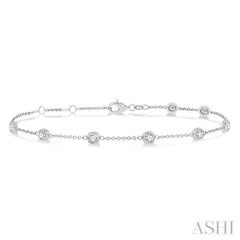 1 ctw Round Cut Diamond Circular Mount Station Bracelet in 14K White Gold