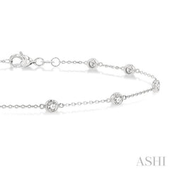 1/2 Ctw Circular Mount Round Cut Diamond Station Bracelet in 14K White Gold