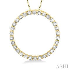 1 Ctw Round Cut Diamond Circle of Love Pendant with Chain in 14K  Yellow Gold