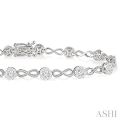 1 1/2 ctw Lovebright Round Cut Diamond Infinity Link Bracelet in 14K White Gold