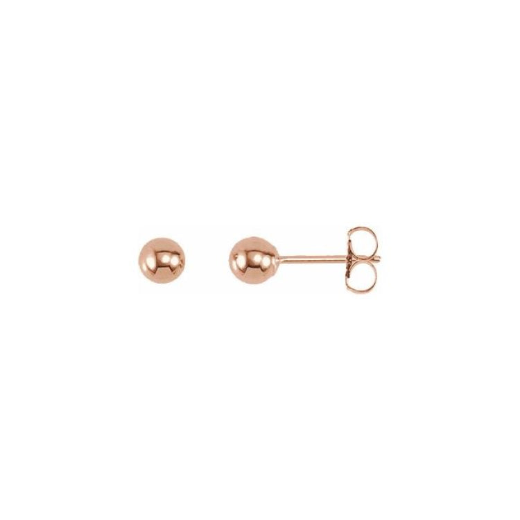 14K Rose 4 mm Ball Earrings