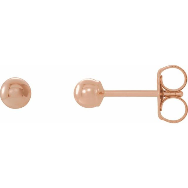 14K Rose 3 mm Ball Earrings