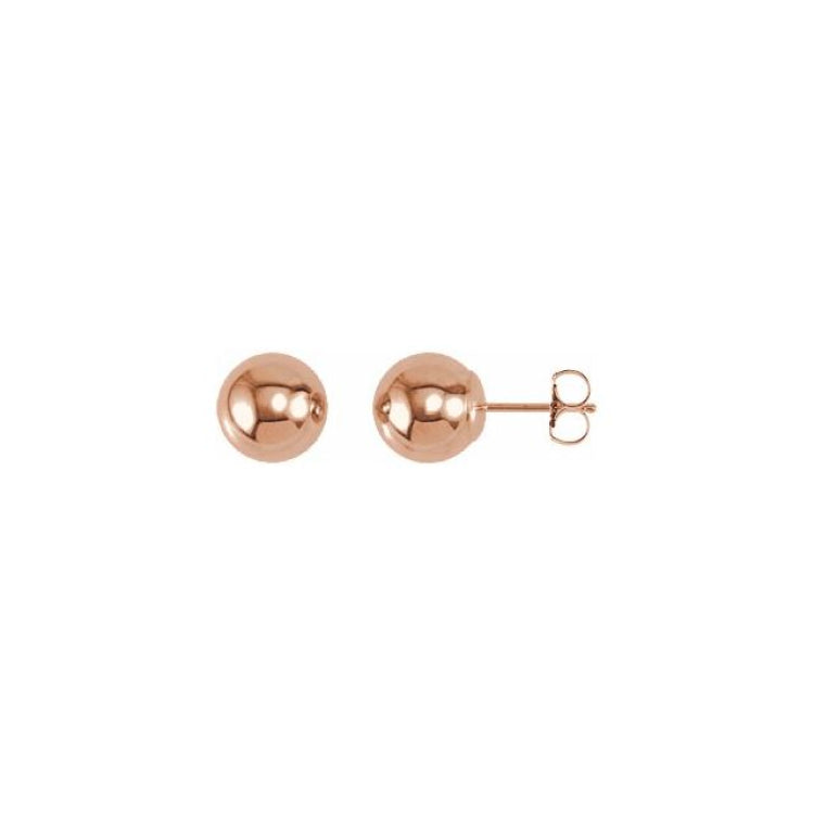 14K Rose 8 mm Ball Earrings