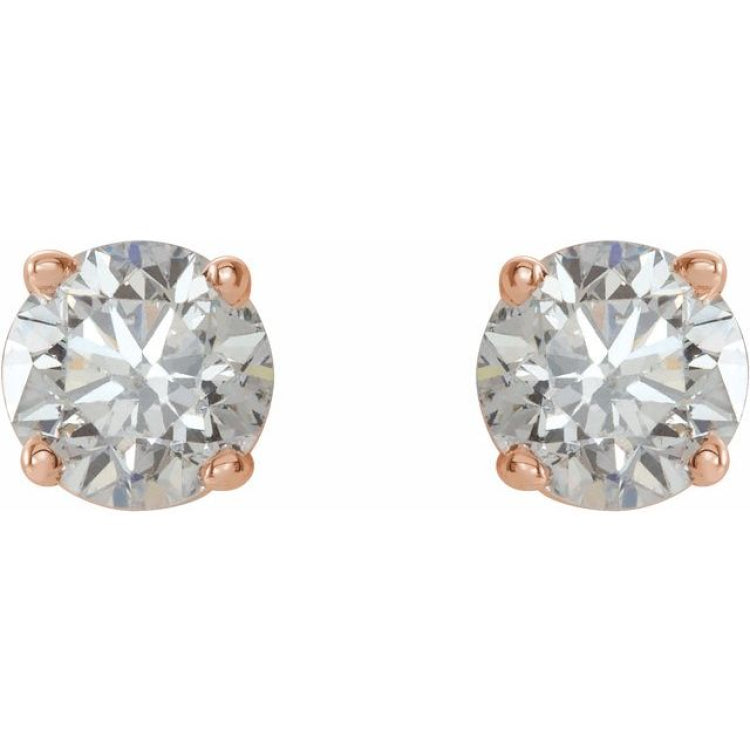 14K Rose 3/4 CTW Natural Diamond Stud Earrings