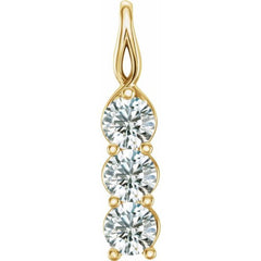 14K Yellow 9/10 CTW Natural Diamond Three-Stone Pendant