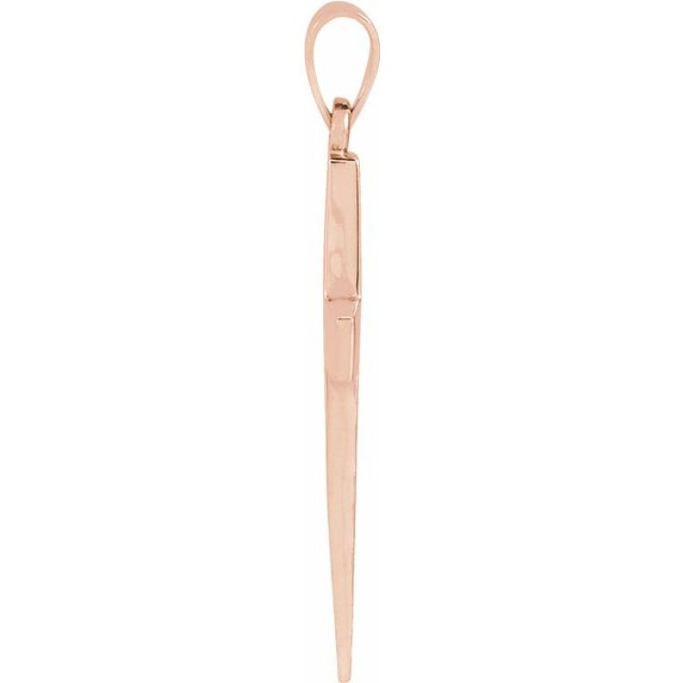 14K Rose Cross Pendant