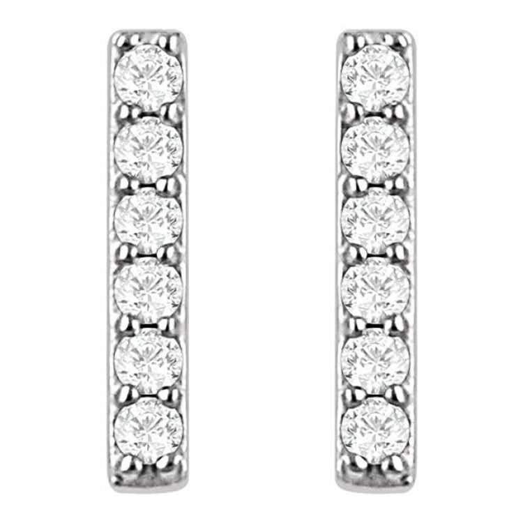 14K White 1/10 CTW Natural Diamond Bar Earrings