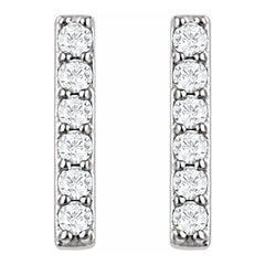 14K White 1/10 CTW Natural Diamond Bar Earrings