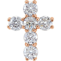 14K Rose 9/10 CTW Natural Diamond Cross Pendant