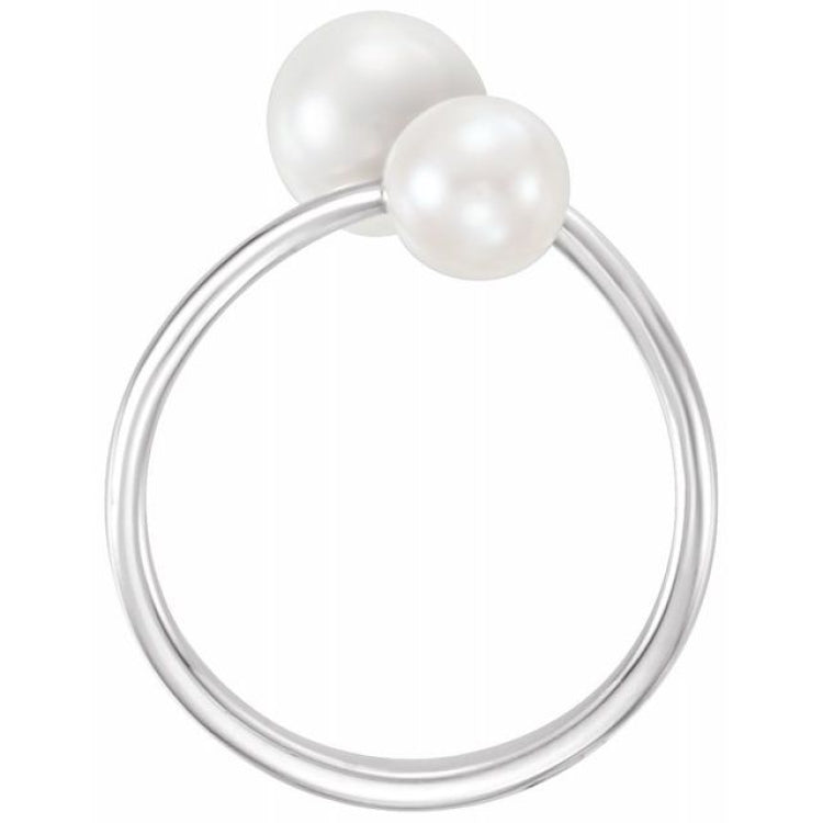 Platinum Cultured White Freshwater Pearl Ring