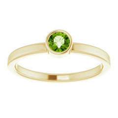 14K Yellow 4 mm Natural Peridot Ring