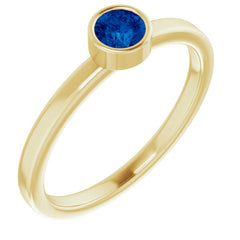 14K Yellow 4 mm Natural Blue Sapphire Ring