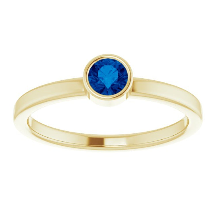 14K Yellow 4 mm Natural Blue Sapphire Ring