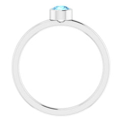 Rhodium-Plated Sterling Silver 4 mm Imitation Aquamarine Ring