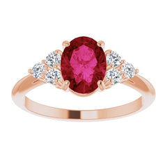 14K Rose Lab-Grown Ruby & 1/4 CTW Natural Diamond Ring