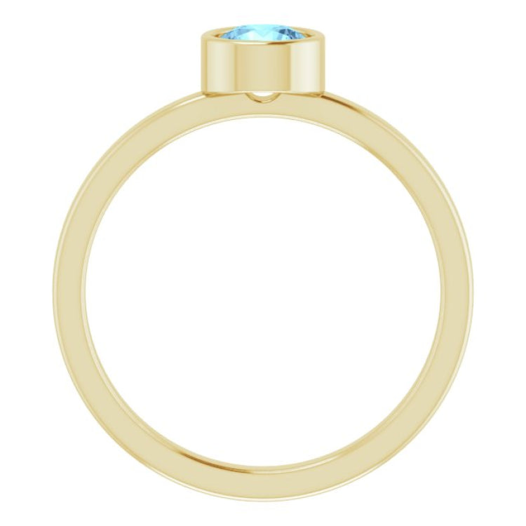 14K Yellow 5 mm Natural Aquamarine Ring