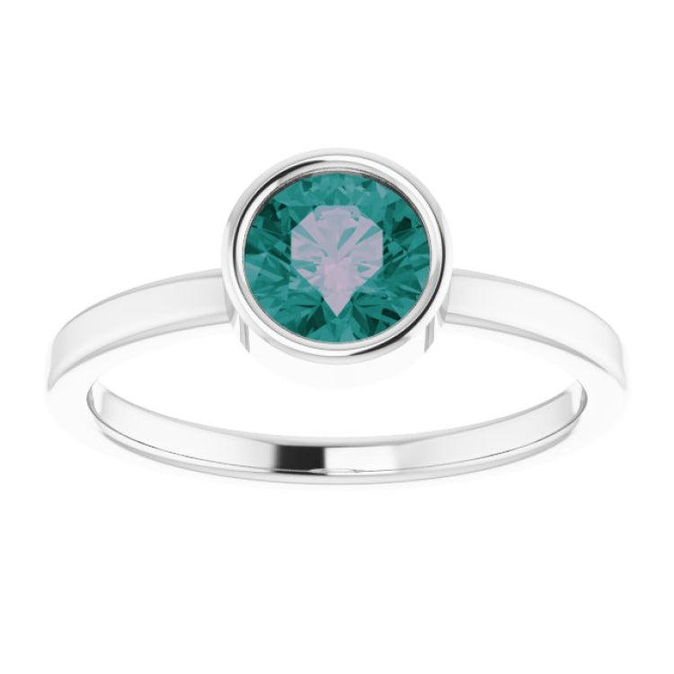 14K White 6 mm Lab-Grown Alexandrite Ring