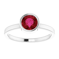 14K White 6 mm Lab-Grown Ruby Ring