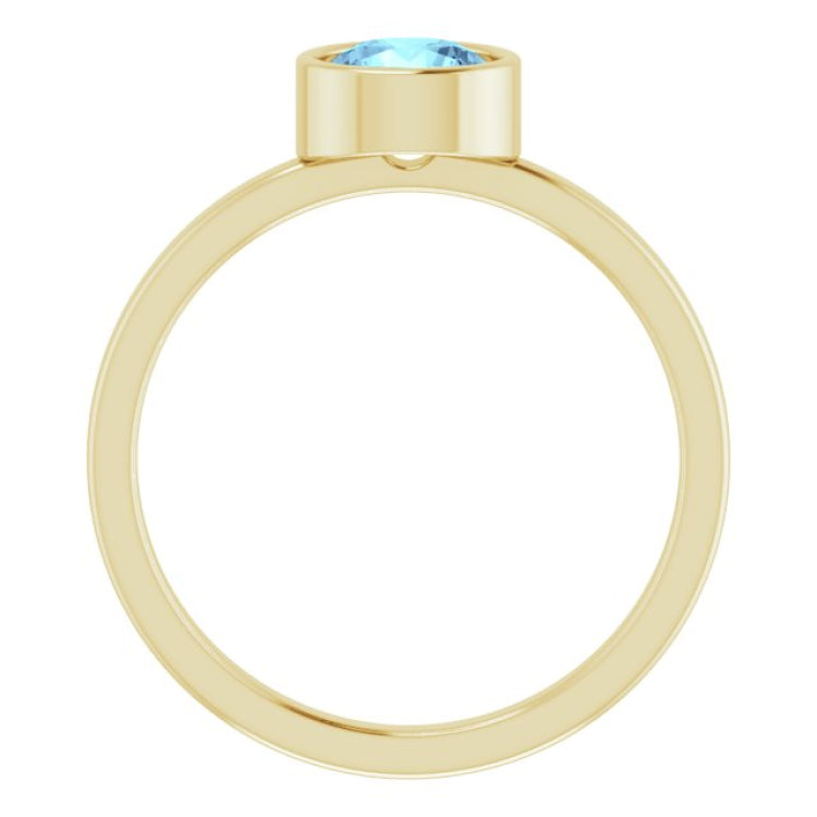 14K Yellow 6 mm Natural Aquamarine Ring