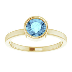 14K Yellow 6 mm Natural Aquamarine Ring