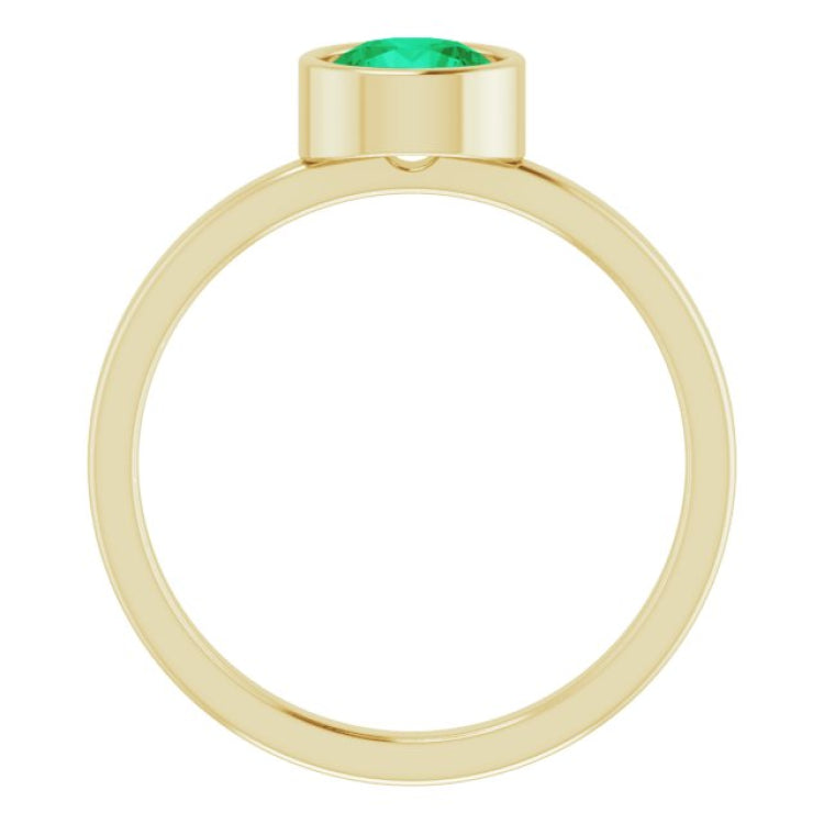 14K Yellow 6 mm Lab-Grown Emerald Ring