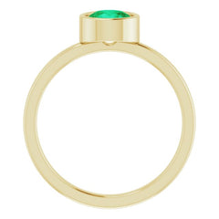 14K Yellow 6 mm Lab-Grown Emerald Ring