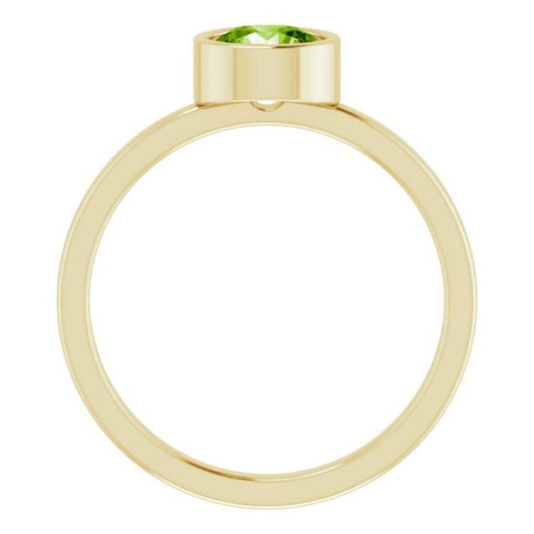 14K Yellow 6 mm Natural Peridot Ring