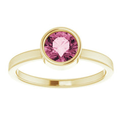 14K Yellow 6 mm Natural Pink Tourmaline Ring