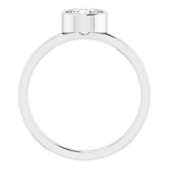 Rhodium-Plated Sterling Silver 6 mm Imitation Diamond Ring