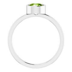 Rhodium-Plated Sterling Silver 6 mm Imitation Peridot Ring