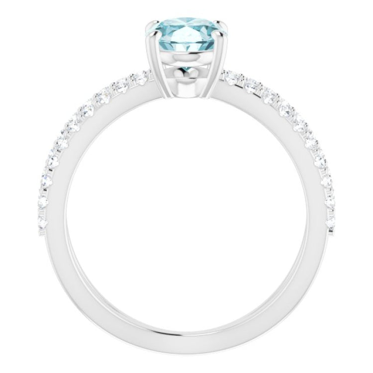 Platinum Natural Sky Blue Topaz & 1/3 CTW Natural Diamond Ring