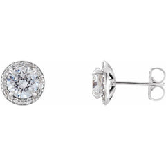Platinum 1 CTW Natural Diamond Halo-Style Earrings
