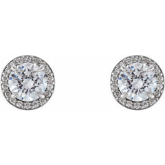 Platinum 1 CTW Natural Diamond Halo-Style Earrings