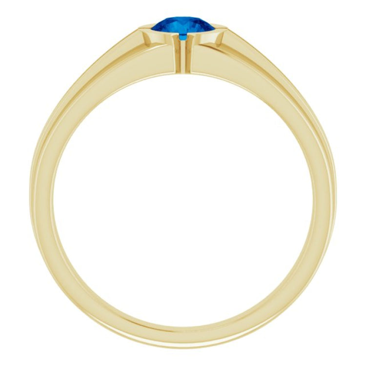 14K Yellow Lab-Grown Blue Sapphire Ring
