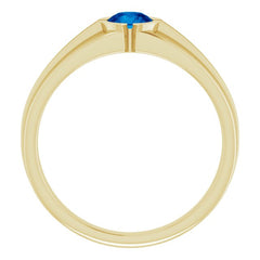 14K Yellow Lab-Grown Blue Sapphire Ring