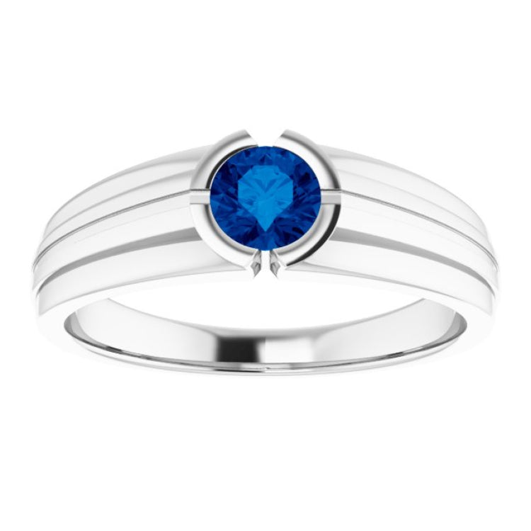 Platinum Lab-Grown Blue Sapphire Ring