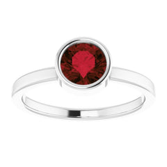 Platinum 6 mm Natural Mozambique Garnet Ring