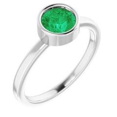 Platinum 6 mm Lab-Grown Emerald Ring