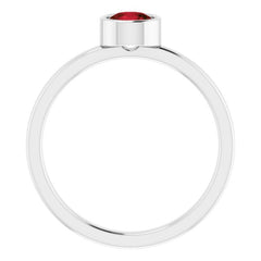 Rhodium-Plated Sterling Silver 5 mm Imitation Garnet Ring