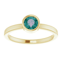 14K Yellow 5 mm Lab-Grown Alexandrite Ring