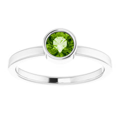 Rhodium-Plated Sterling Silver 5 mm Imitation Peridot Ring