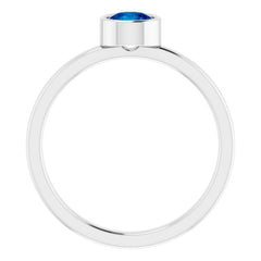 14K White 5 mm Lab-Grown Blue Sapphire Ring