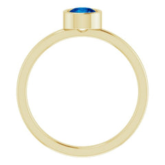 14K Yellow 5 mm Lab-Grown Blue Sapphire Ring