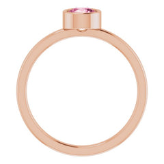 14K Rose 5 mm Natural Pink Tourmaline Ring