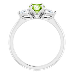Platinum Natural Peridot & 1/4 CTW Natural Diamond Ring