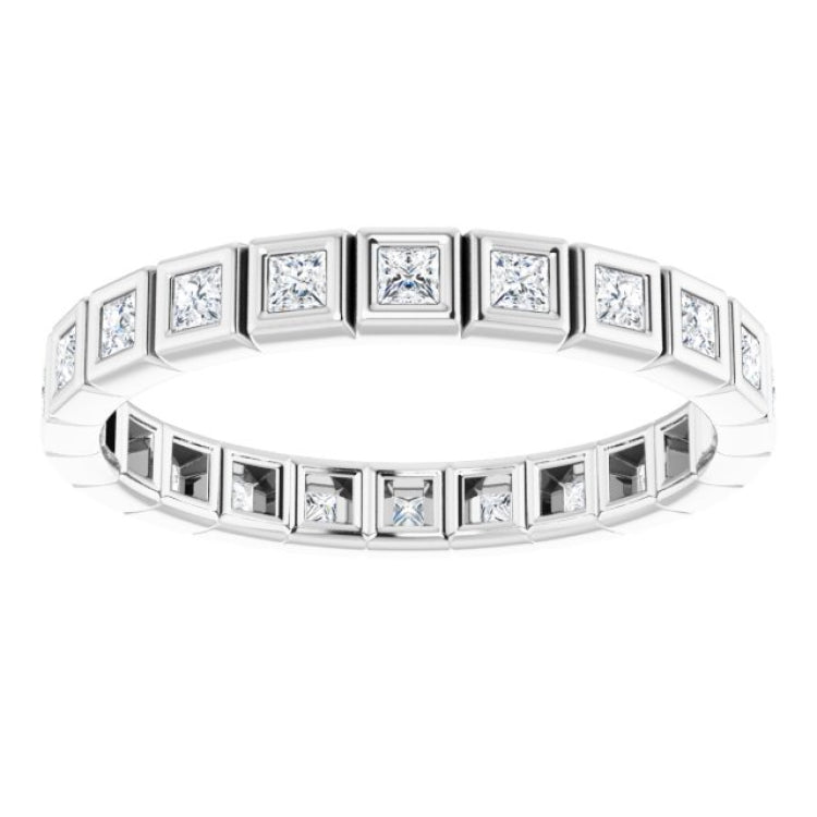 14K White 1/2 CTW Natural Diamond Eternity Band Size 6