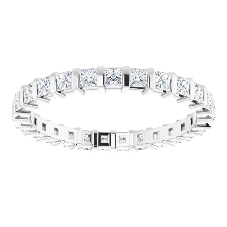 14K White 7/8 CTW Natural Diamond Eternity Band Size 6